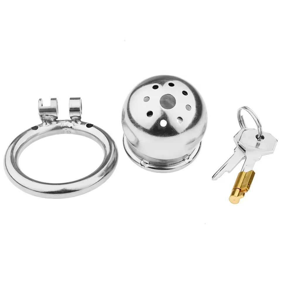 Male Small Chastity Cage with Urethral Plug || Stainless Steel Bird Device || Discreet BDSM Prison || 3 Ring Sizes Available Sissy Kinky Gay