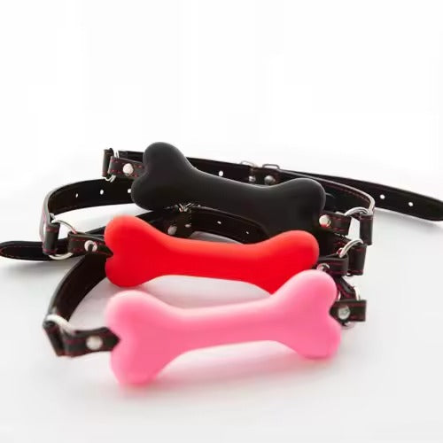 Handcrafted Bone Gag Oral Mouthpiece || Dog Roleplay & Flirting Tool || Lockable Adjustable Kinky Fetish Belt || Faux Leather and Silicone