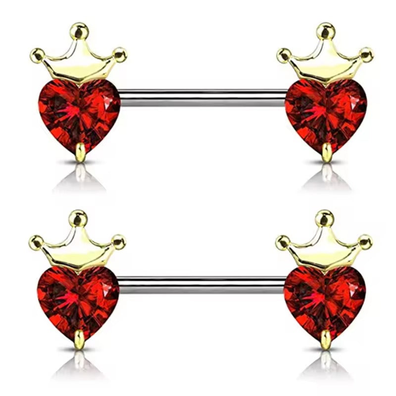 Star Nipple Piercing Barbell || Stainless Steel Crystal Nipple Ring || Sexy Body Jewelry | Gold/Silver Chest Decor | Lesbian Party Accessory