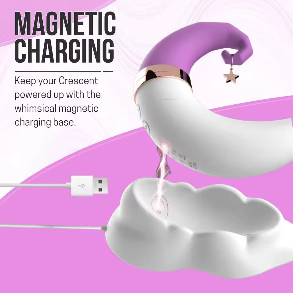 Bergo Clitoral Suction Vibrator for Clitoral Stimulation, Moon Dildo Vibrator for G-Spot Stimulation 2 in 1 Adult Sex Toys