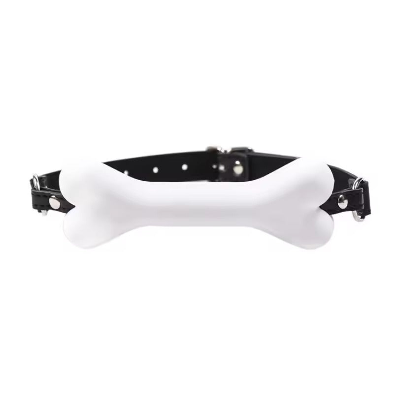 Handcrafted Bone Gag Oral Mouthpiece || Dog Roleplay & Flirting Tool || Lockable Adjustable Kinky Fetish Belt || Faux Leather and Silicone