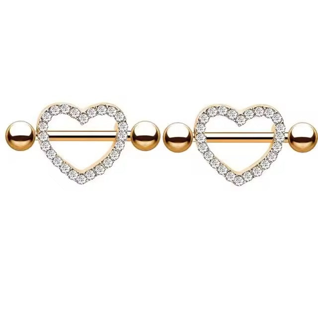 Star Nipple Piercing Barbell || Stainless Steel Crystal Nipple Ring || Sexy Body Jewelry | Gold/Silver Chest Decor | Lesbian Party Accessory
