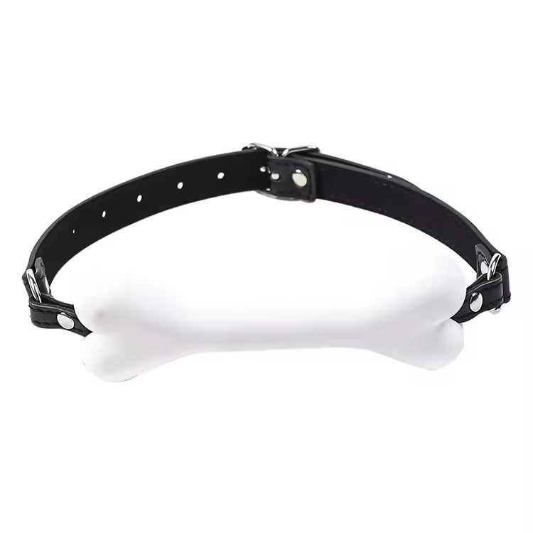 Handcrafted Bone Gag Oral Mouthpiece || Dog Roleplay & Flirting Tool || Lockable Adjustable Kinky Fetish Belt || Faux Leather and Silicone