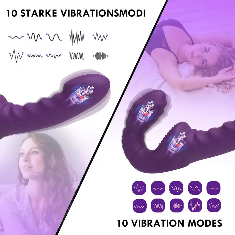 10 Speeds Strapless Strap-on Dildo Female Double Vibrator Adult Sex Toys for Couples Lesbian G-spot Anal Prostate Massage
