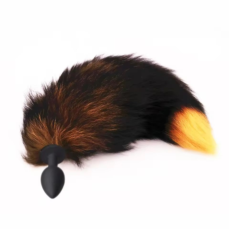 Furry Faux Fox Tail Plug || Cat Dog Puppy Play || Bedroom Bed Restraint || Stainless Steel for Roleplay || Available in Black/Brown/Grey