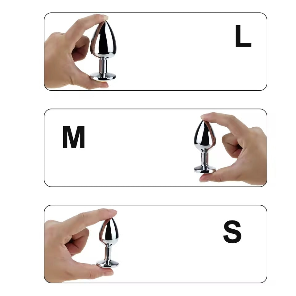 UK Jewellery Stainless Steel Insert Plug || Luxurious Stopper Butt Dildo for Couples || Adult Ass BDSM Game || Sparkling Colours Available