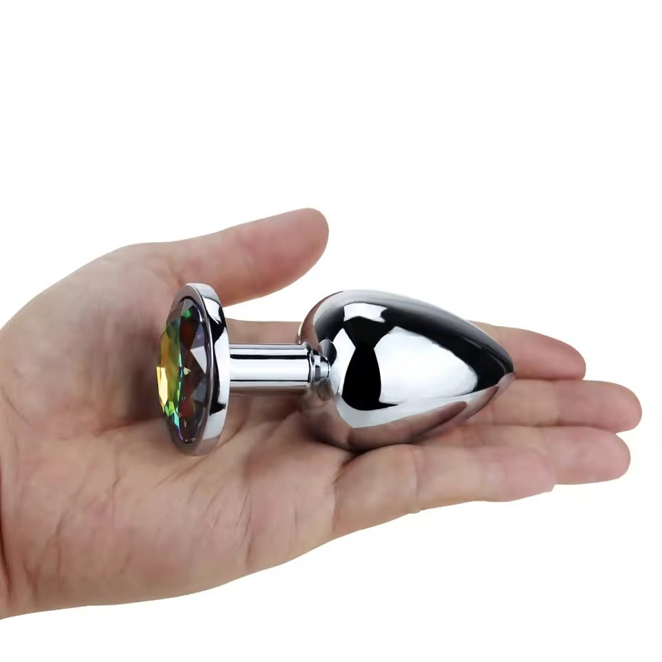 UK Jewellery Stainless Steel Insert Plug || Luxurious Stopper Butt Dildo for Couples || Adult Ass BDSM Game || Sparkling Colours Available