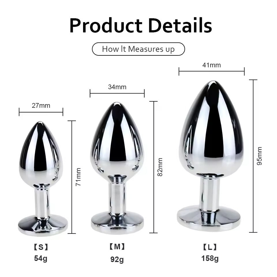 UK Jewellery Stainless Steel Insert Plug || Luxurious Stopper Butt Dildo for Couples || Adult Ass BDSM Game || Sparkling Colours Available