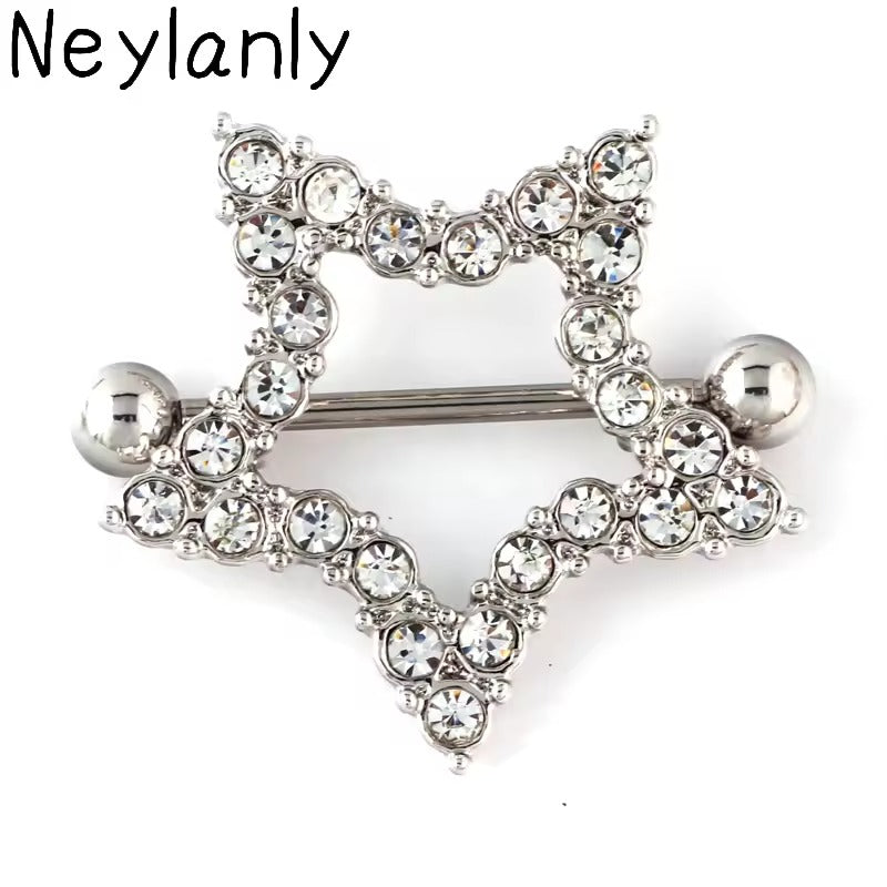 Steampunk Dream Catcher Star Nipple Rings || 1 Pair Nipple Shields || Body Jewelry for Women || Nipple Piercing Accessory || 31mm Bar Length