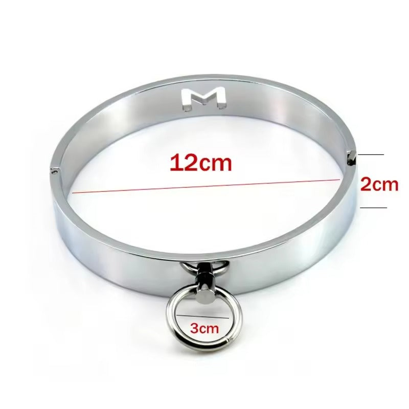 Stainless Steel BDSM Collar || Metal Neck Collar for Slave Role Play || 12cm Fetish Restraint Necklace || Women's Slave Bondage Accessory