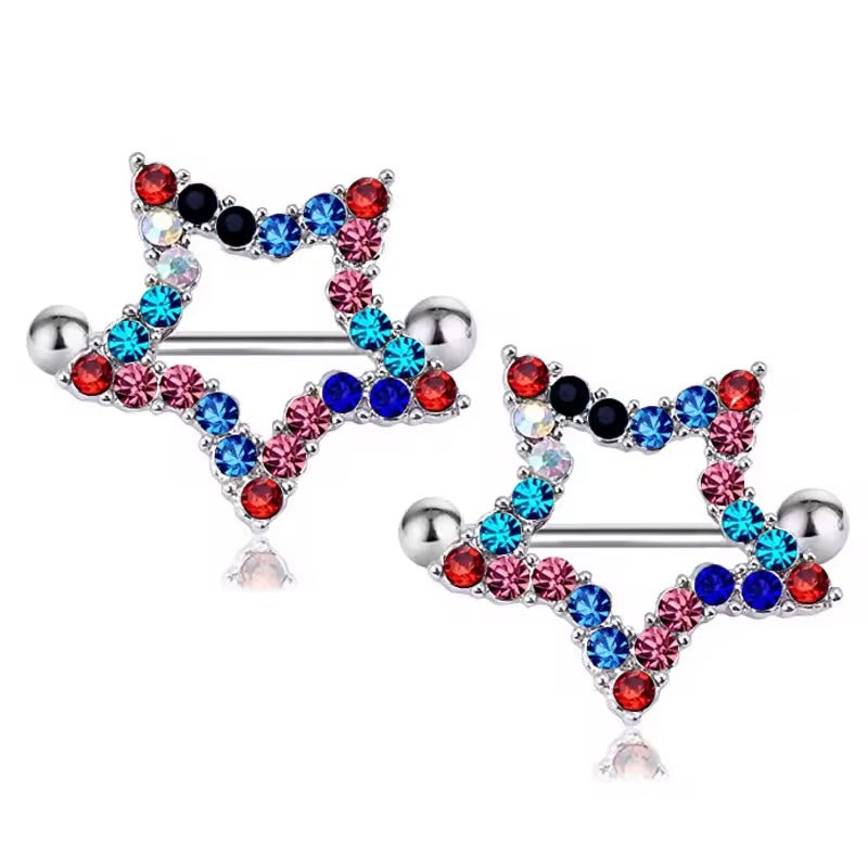 Steampunk Dream Catcher Star Nipple Rings || 1 Pair Nipple Shields || Body Jewelry for Women || Nipple Piercing Accessory || 31mm Bar Length