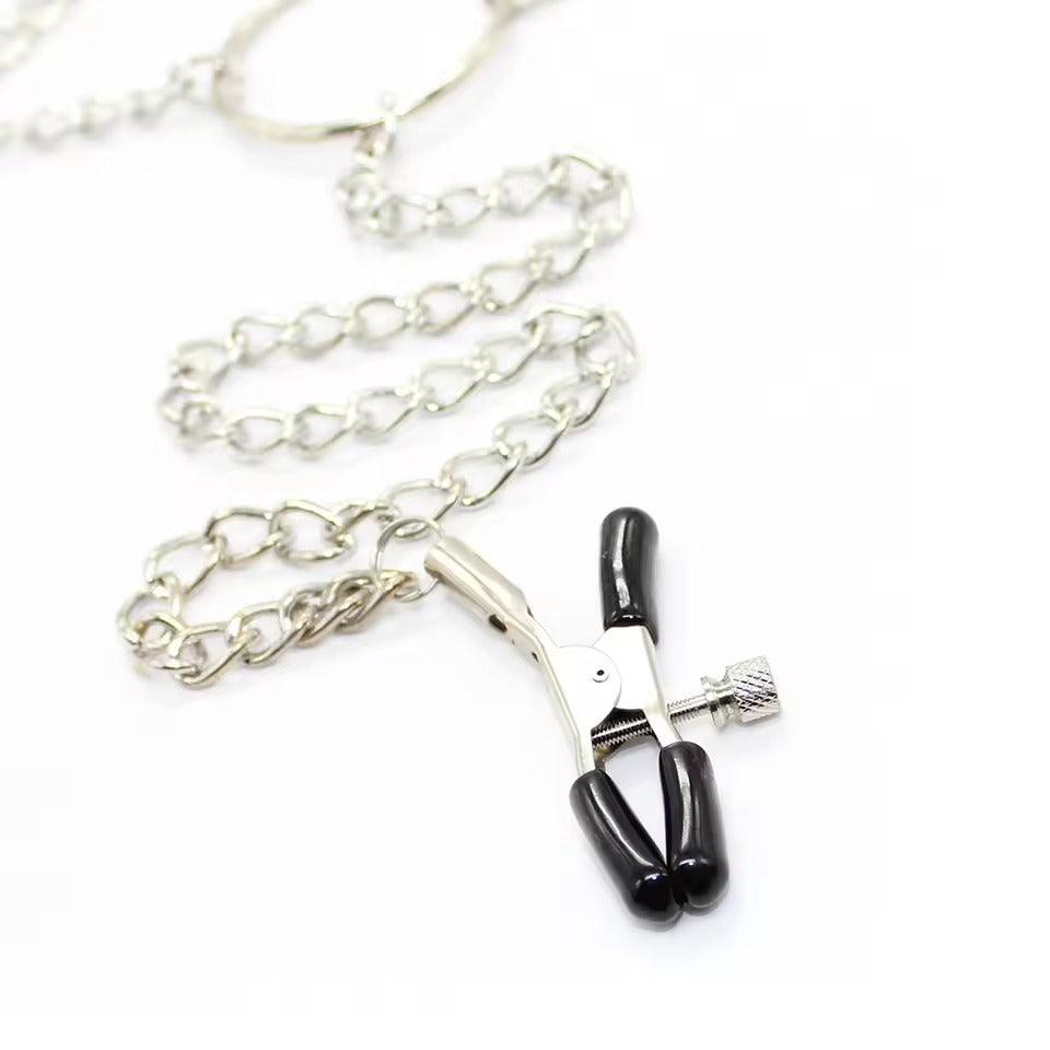 Metal Breast Clamps with Labia/Clit Clips