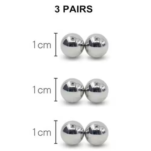 Magnetic Breast Clamps Ball Clips + Velvet Pouch || Flirting Restraint for Couples || Chrome Metal Coated Magnets || Bedroom Restrain Kinky