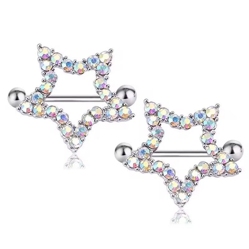 Steampunk Dream Catcher Star Nipple Rings || 1 Pair Nipple Shields || Body Jewelry for Women || Nipple Piercing Accessory || 31mm Bar Length