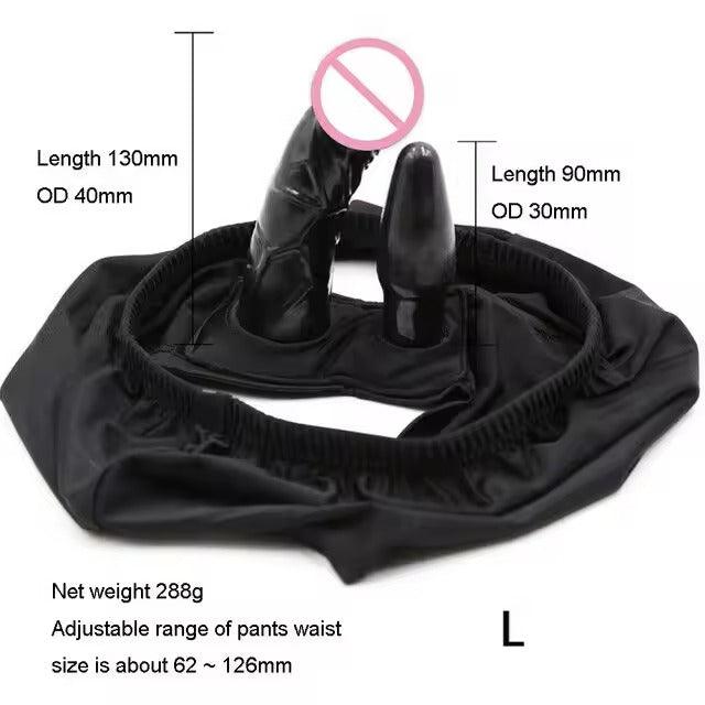 Chastity Panties with Dildo and Anal Plug || Fabric Underwear BDSM Restraint || Adult Sex Toys LGBT Couples || Pegging Solo Public Lesbian