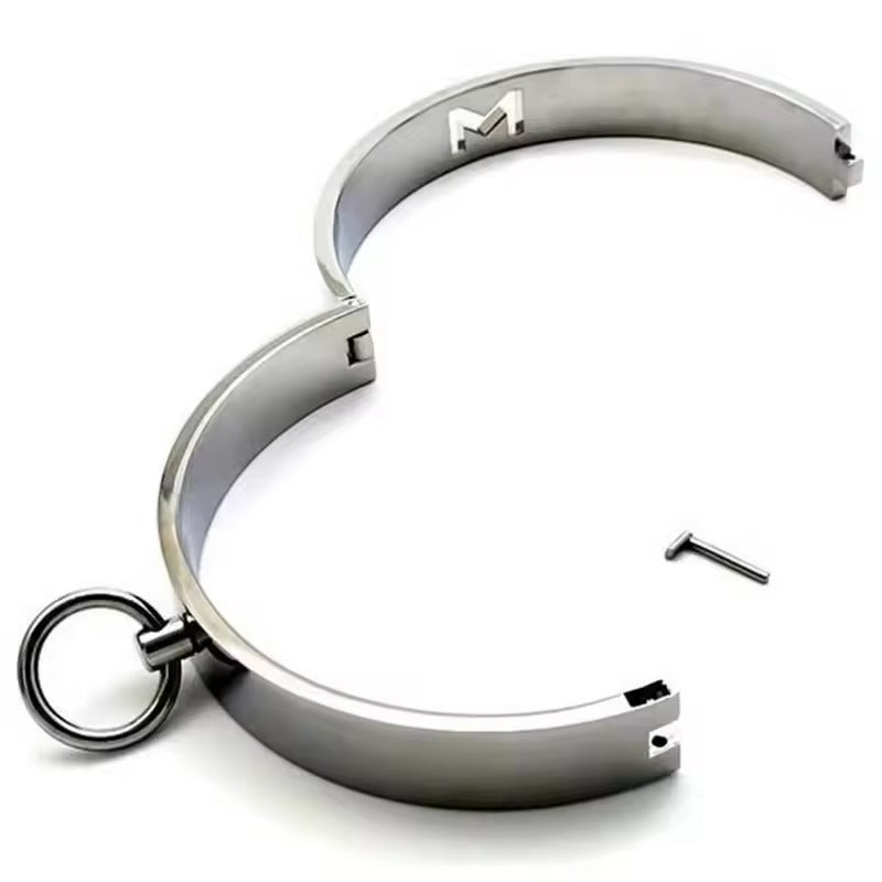 Stainless Steel BDSM Collar || Metal Neck Collar for Slave Role Play || 12cm Fetish Restraint Necklace || Women's Slave Bondage Accessory