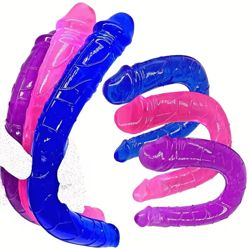 U-Shaped Double Dildo || Flexible Soft Silicone || Crystal Clear Dual-End for Vaginal Anal Play || Lesbian Double Dildos | Discreet Sex Toys