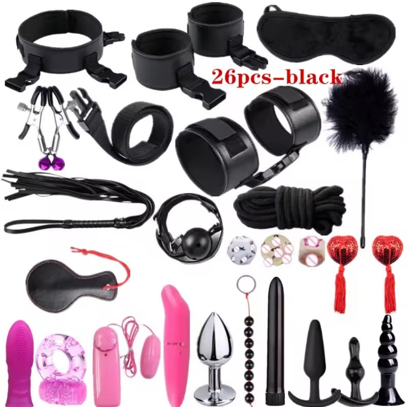 BDSM Restraints and Eye Mask Set - 14 Pieces