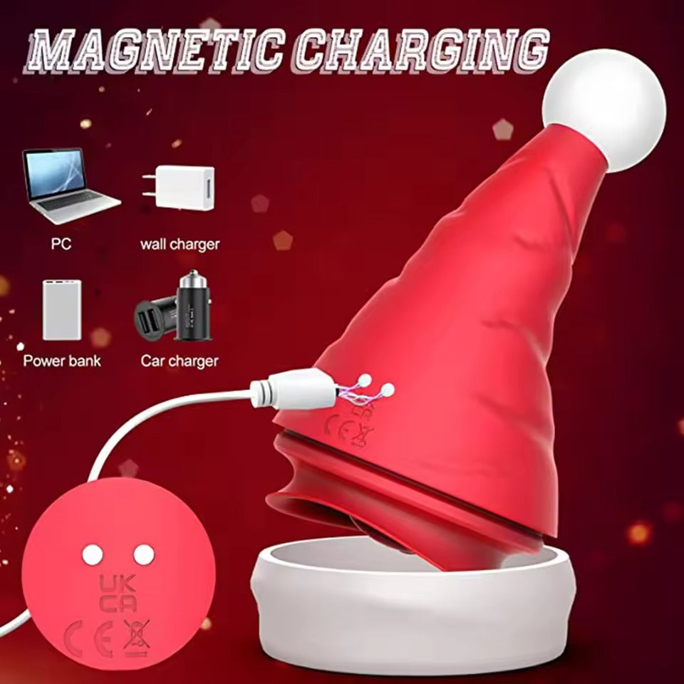 Festive Christmas Hat Dildo Vibrator || Dual G-Spot Clitoral Stimulation || Discreet & Portable Adult Toy || Perfect Couples Holiday Gift