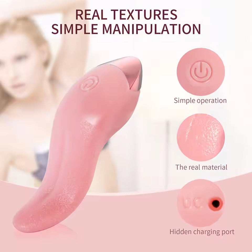 Realistic Tongue Licking Vibrator || Clit & Breast Stimulation || Handmade Multi-Mode Sex Toy for Women || Soft Silicone Masturbation Toy