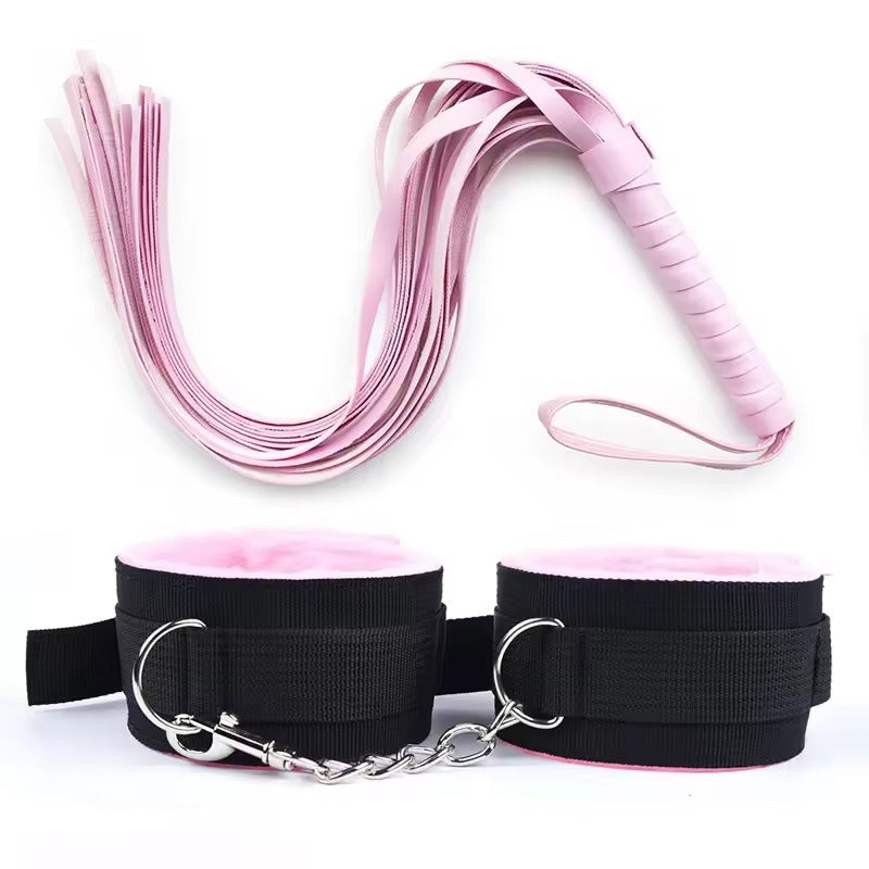 PU Leather Whip and Handcuffs Kit