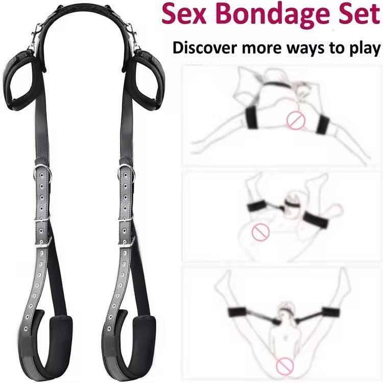 Couples Sex Harness || BDSM Handcuffs Restraints Kit || Open Leg Ankle Cuffs || SM Bondage Bed Straps || Adjustable Slave Erotic Bedroom