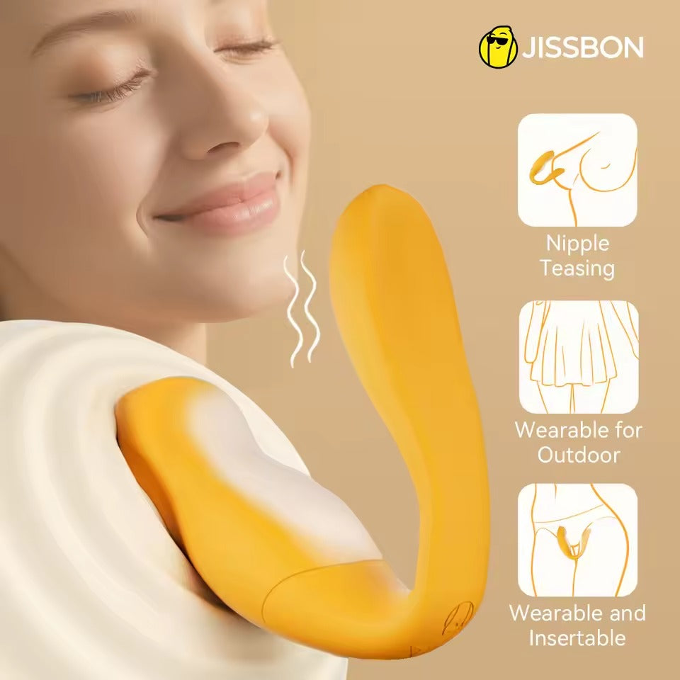 Jissbon Retractable Double Vibrator for Women G-Spot & Clitoris Stimulation Dildo Female Vibration Vaginal Penetration Adult Sex Toy