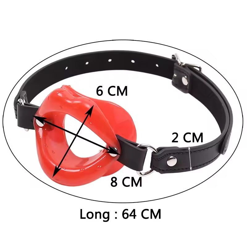 Adjustable Bondage Lips Gag || Open Mouth Deep Throat Restraint || Harness for Couples SM Play | Available in Red, Pink, Black n Transparent