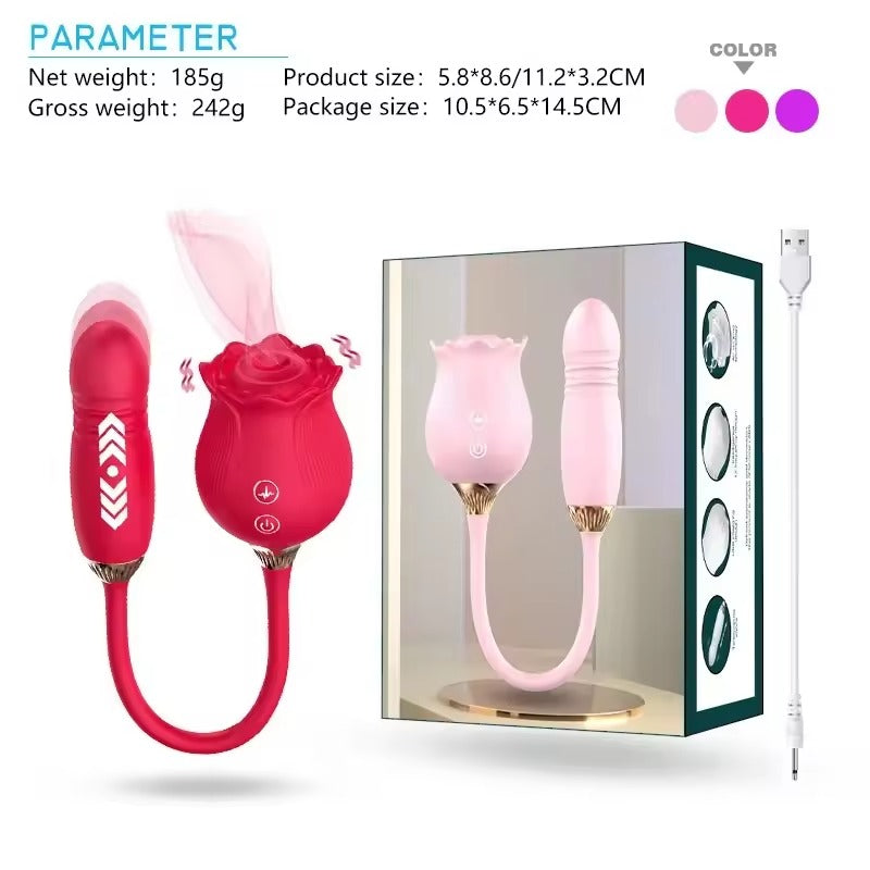 3-in-1 Rose Vibrator with Clit Sucker
