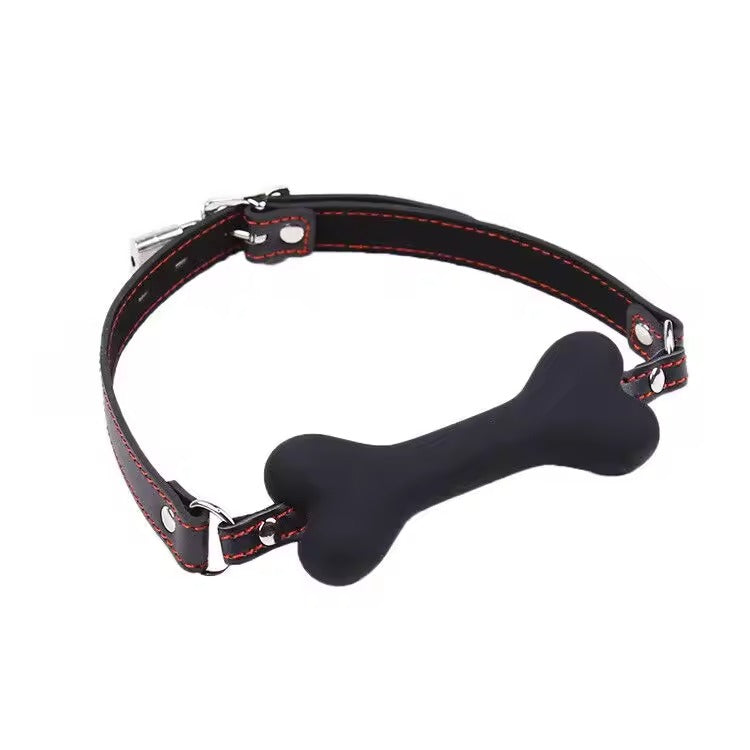 Handcrafted Bone Gag Oral Mouthpiece || Dog Roleplay & Flirting Tool || Lockable Adjustable Kinky Fetish Belt || Faux Leather and Silicone