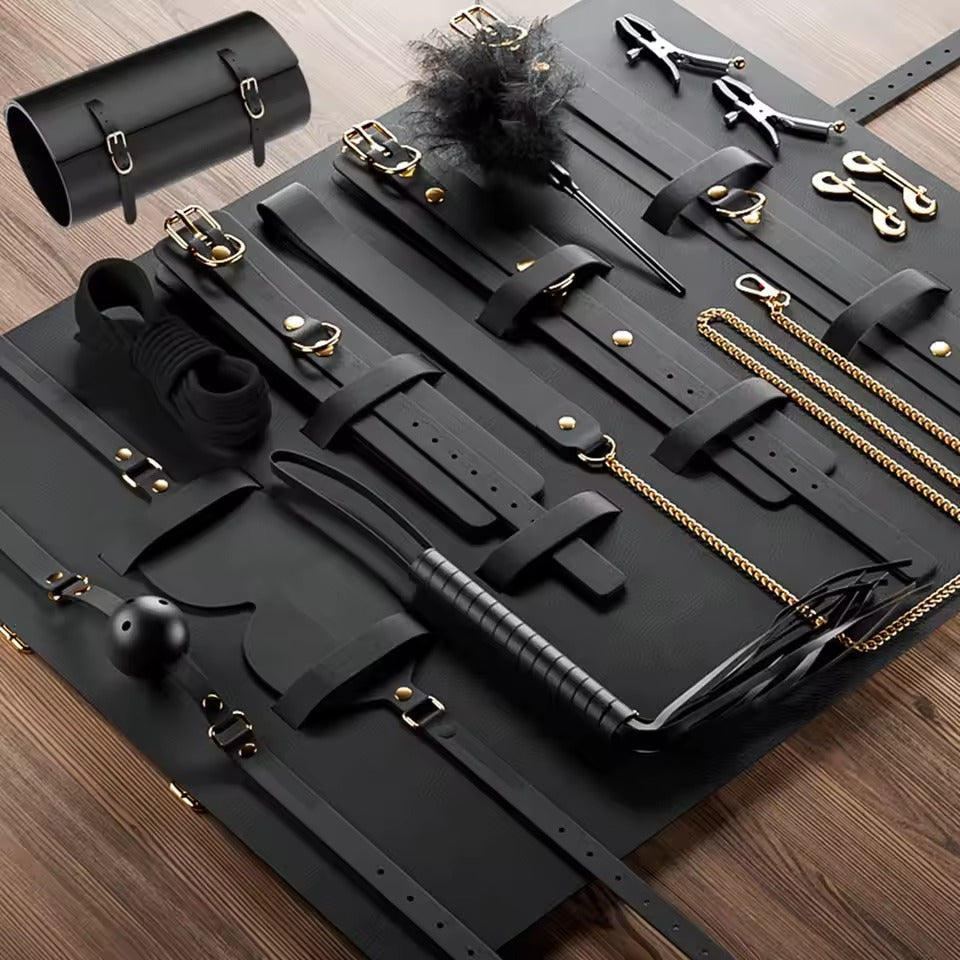BDSM Restraints and Eye Mask Set - 14 Pieces