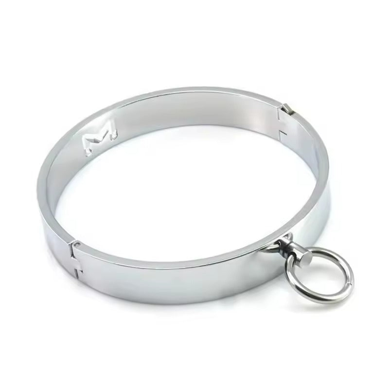 Stainless Steel BDSM Collar || Metal Neck Collar for Slave Role Play || 12cm Fetish Restraint Necklace || Women's Slave Bondage Accessory