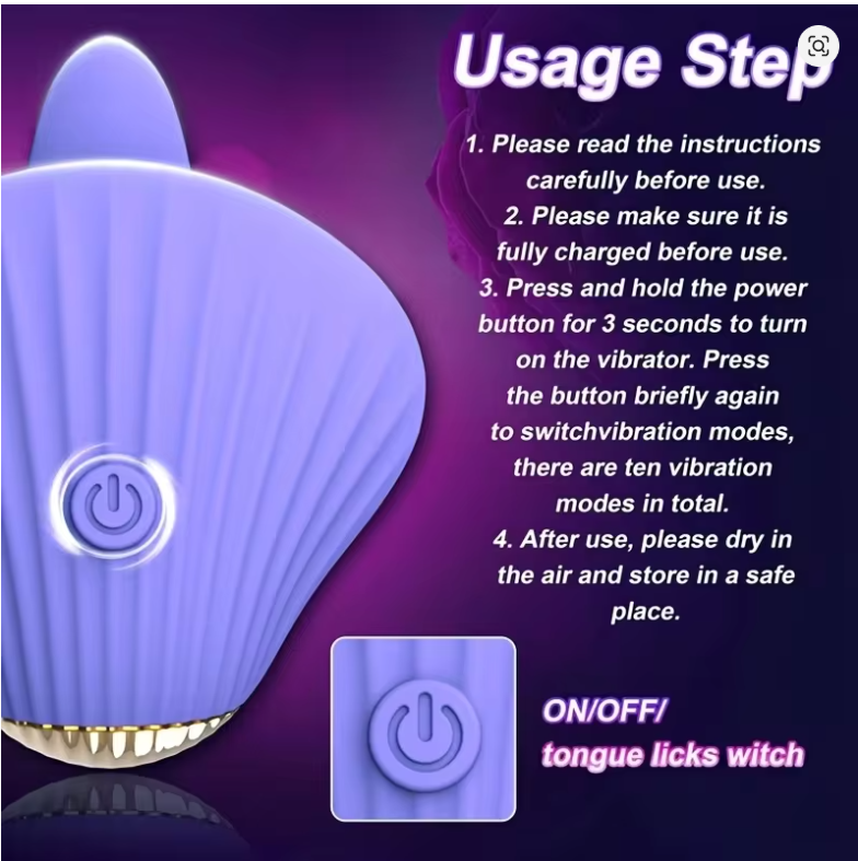 Clam Shell Vibrator Licking Tongue 10 Modes