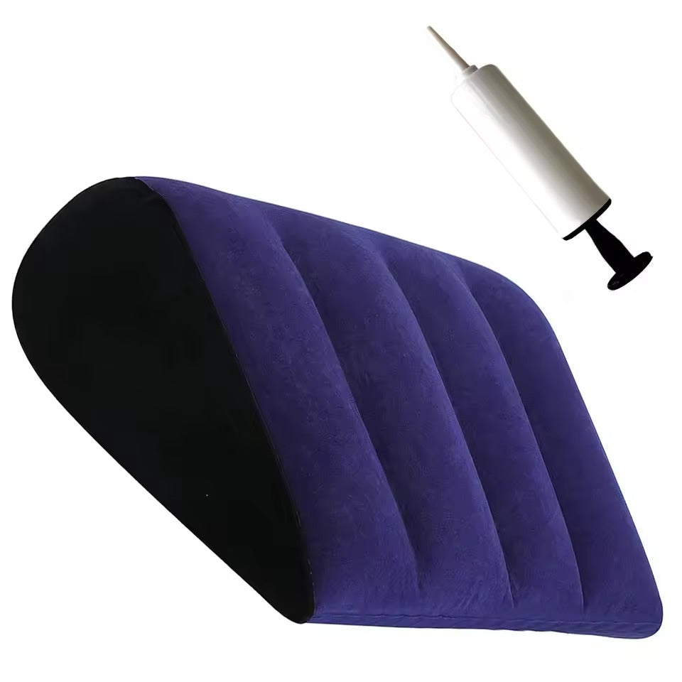 Sex Pillow Vibrator Mount || Inflatable Triangle Cushion with Handle + Dildo Hole || Love Position Aid Couples | Bedroom Sex Kinky Furniture