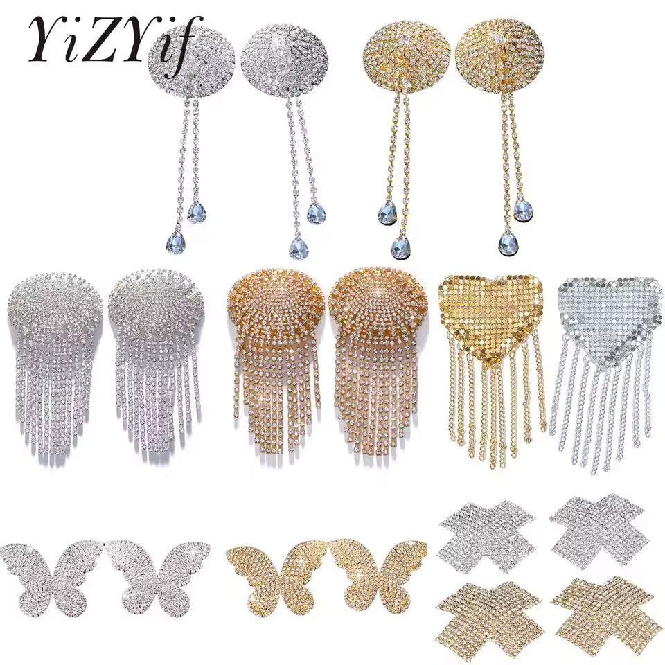 Handcrafted Metallic Nipple Cover Pasties Set || Women's Reusable Self-Adhesive Bra Tape || Variety of Shapes & Colours || Kinky Sexy BDSM
