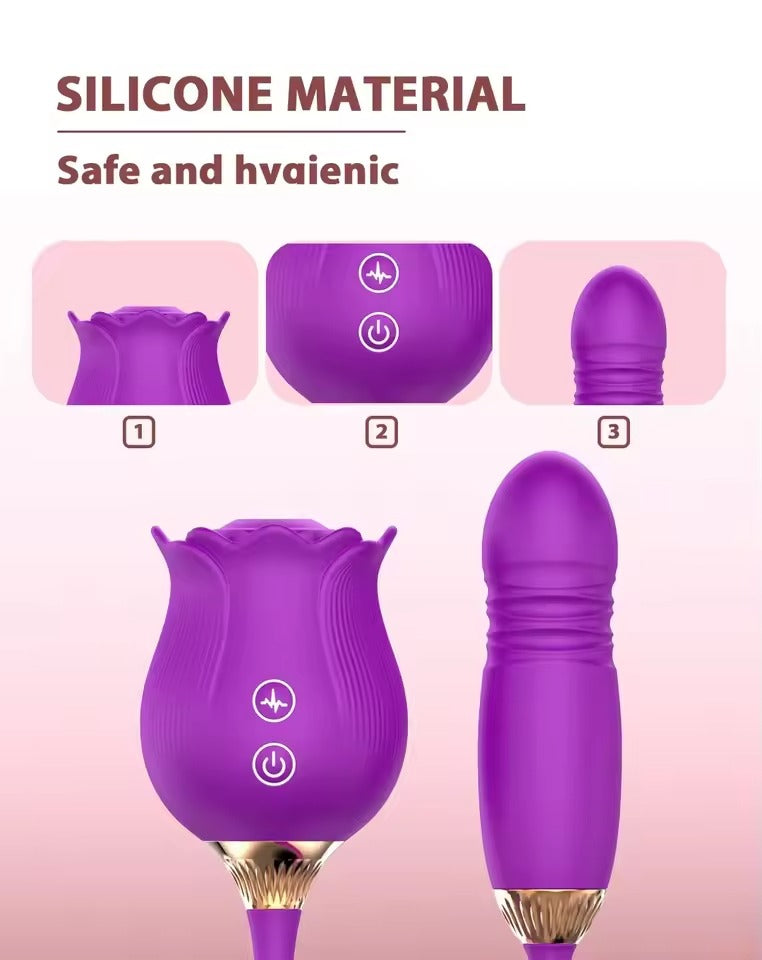 3-in-1 Rose Vibrator with Clit Sucker
