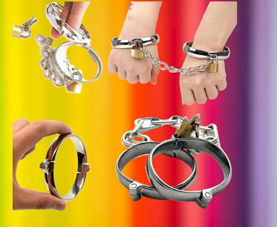 Handcrafted Metal Handcuffs & Ankle Cuffs Set || Chrome Locking Restraint Bondage Slave Torture Kit || Chain n Latch Locks | Sex Fetish BDSM