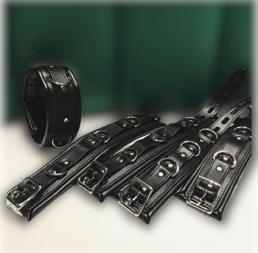 Handcrafted BDSM Restraint Set || Wrist & Ankle Cuffs with Collar || Adjustable Leather Choker || Couples' Bondage Play || BDSM LGBT Chains