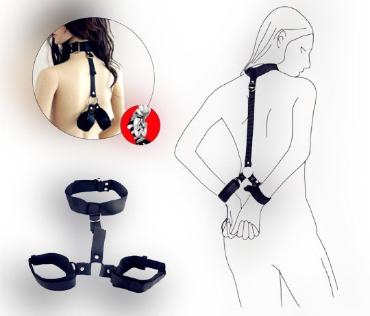 Handcrafted BDSM Bondage Set || Adjustable Neck Choker to Wrist Cuffs || Durable Bedroom Straps Restraint || Kinky Roleplay LGBT Sex Couples