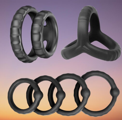 Silicone Penis Ring Set || Reusable Cock Rings for Men || Enhancer Rings - Prolonged Experience || Various Sizes, Bedroom Bed Restraints Gay