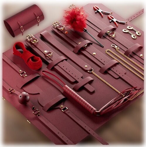 14pcs Leather Bundle SM Set || Handcuffs, Feet Cuffs, Eye Mask || Adult Sex Toy || Couple Game Accessories || Available in Red or Black