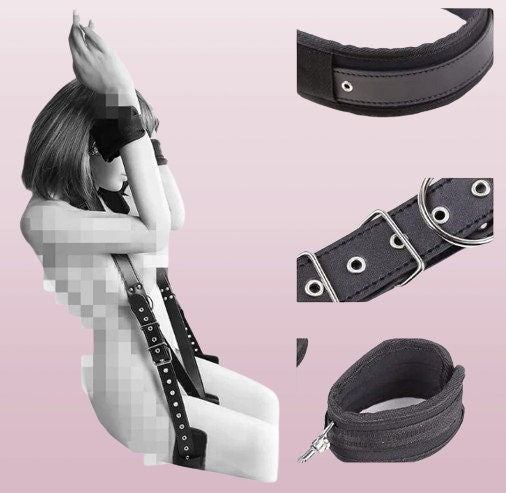 Couples Sex Harness || BDSM Handcuffs Restraints Kit || Open Leg Ankle Cuffs || SM Bondage Bed Straps || Adjustable Slave Erotic Bedroom