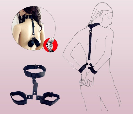 Handcrafted BDSM Bondage Set || Adjustable Neck Choker to Wrist Cuffs || Durable Bedroom Straps Restraint || Kinky Roleplay LGBT Sex Couples