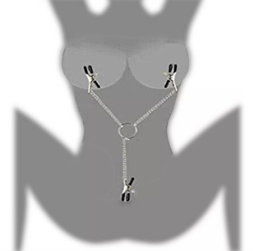 Metal Breast & Labia Clit Clips with Chain || BDSM Bondage Accessory || Black, Pink, Red || Adult Pleasure Enhancing Torture Tool Restraint