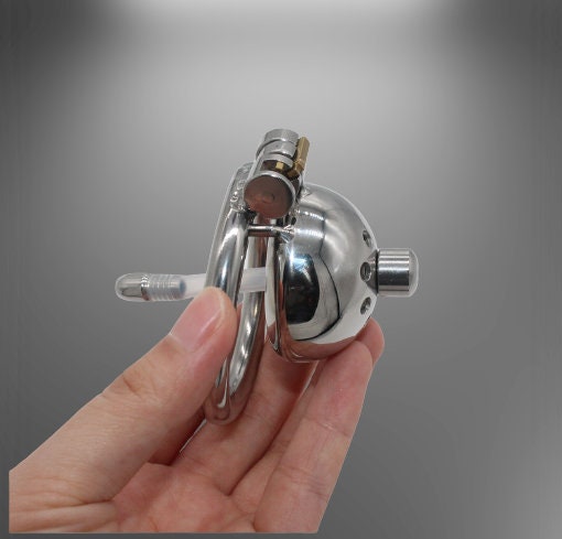 Male Small Chastity Cage with Urethral Plug || Stainless Steel Bird Device || Discreet BDSM Prison || 3 Ring Sizes Available Sissy Kinky Gay