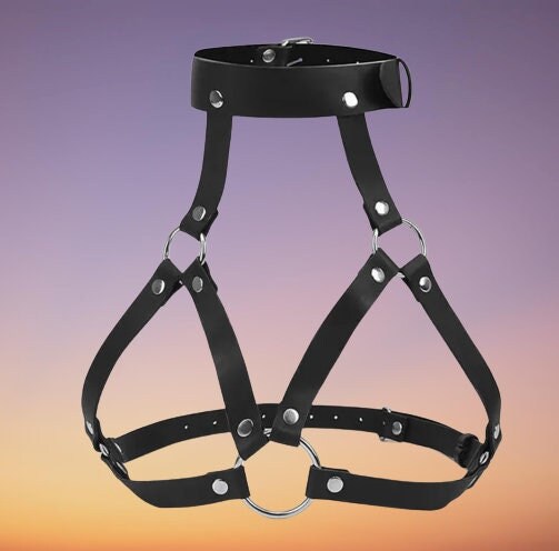 Women's Sexy Body Harness Belt || BDSM Bondage Lingerie || Adjustable Leather Chest || Kinky Gothic Fetish Wear || Neck 30-42cm Bust 70-96cm