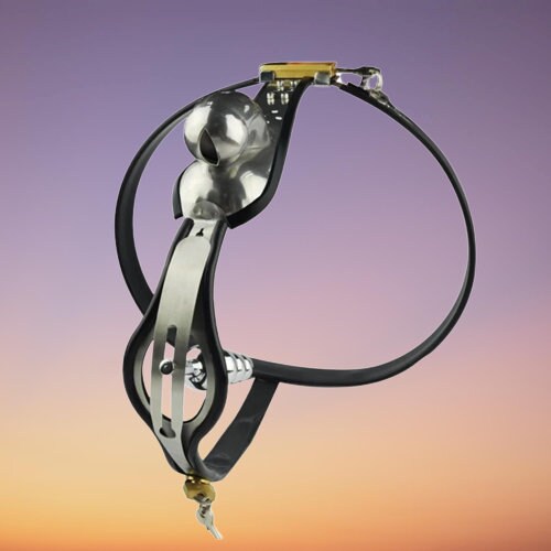 Male Stainless Steel Chastity Belt || Cock Cage & Anal Beads Butt Plug || Penis Sleeve Lock || Bondage Erotic Sex Toy for Gay LGBT Public