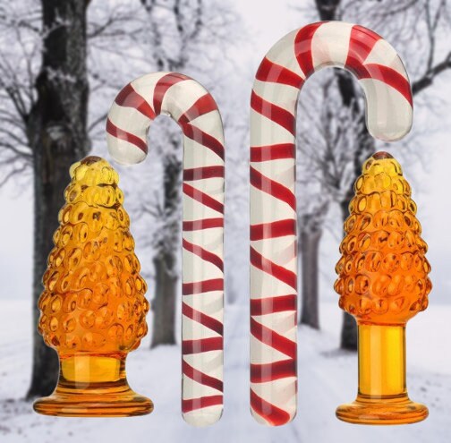 Christmas Candy Cane Glass Anal Plug || Festive Dildo Massager || Vaginal & Anal Stimulation || Adult Butt Plug Gay Intimate Exploration