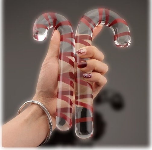 Christmas Candy Cane Glass Anal Plug || Festive Dildo Massager || Vaginal & Anal Stimulation || Adult Butt Plug Gay Intimate Exploration