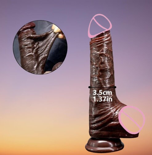 Realistic Skin Dildo with Sliding Foreskin || Dual Layer Liquid Silicone || Strong Suction Cup || Anal Vaginal Play | Sex Toy Women Lesbians